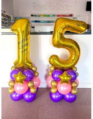 Gold Pair Number Balloon Stack